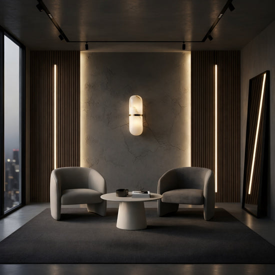Ciel LED Alabaster Cylinder Wall Light - Brushed Brass