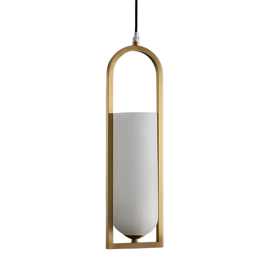 Arvion Slim Capsule Alabaster Pendant Light - Brushed Brass
