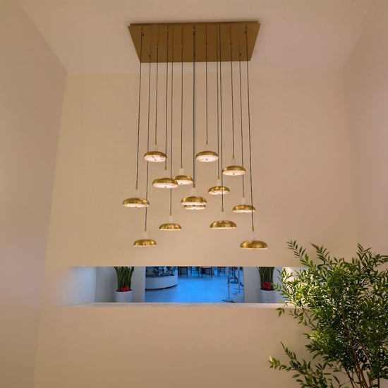 Aurevia 14 Light LED Linear Alabaster Chandelier - Brushed Brass