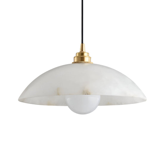 Faylen Alabaster Bowl Pendant Light - Soft White & Brushed Brass