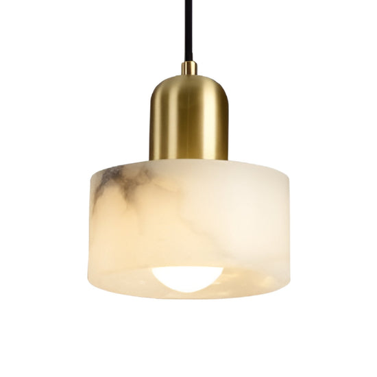 Dorvex 1 Light Alabaster Pendant - Soft White & Brushed Brass