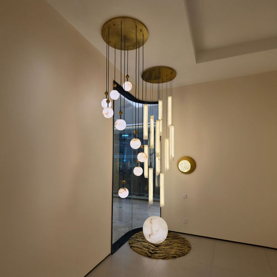 Orlena 3 Light Globe Alabaster Floor Lamp - Soft White