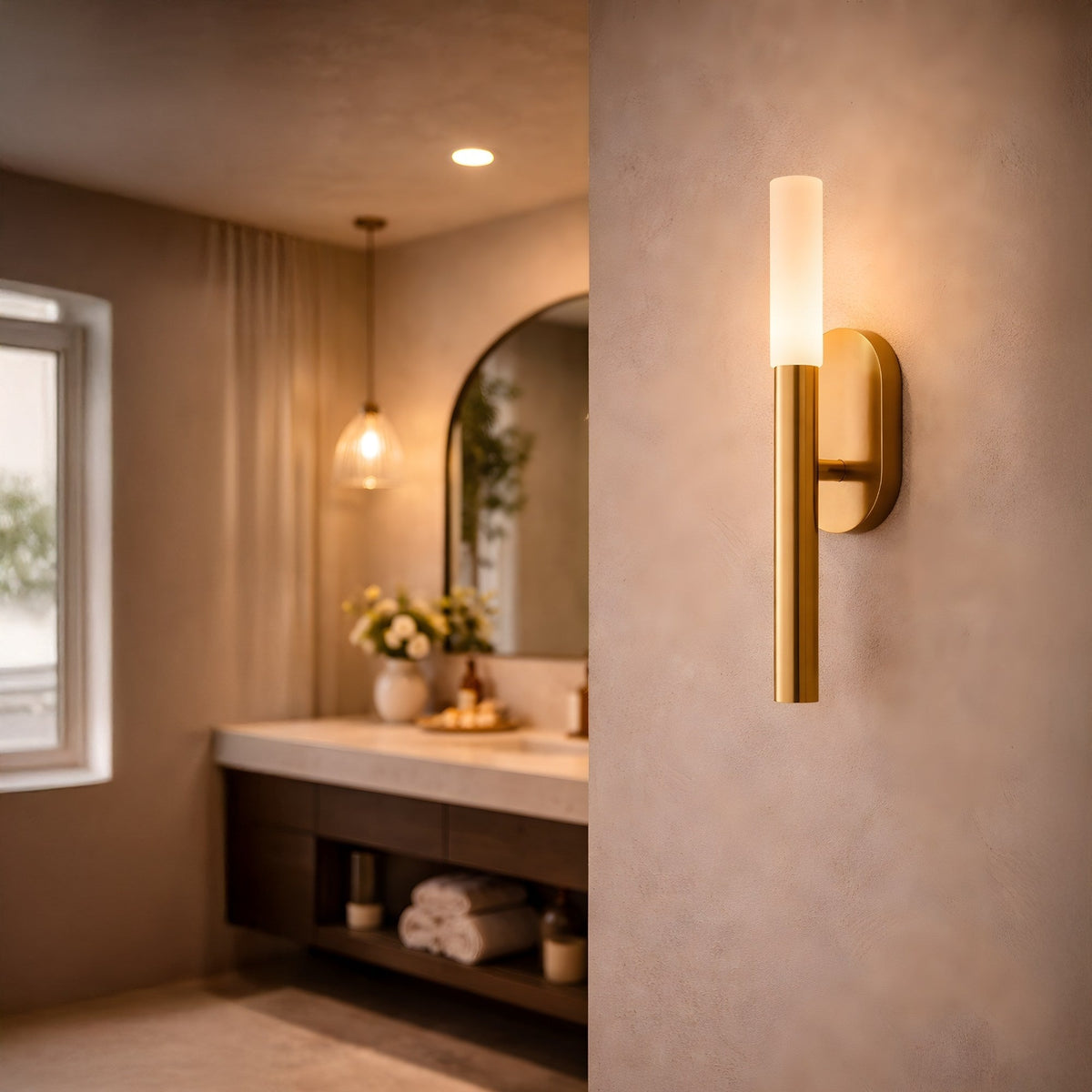 Aurelian LED Alabaster Wall Light - Brushed Brass