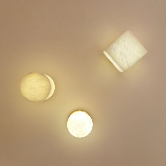 Bravora 1 Light Alabaster Globe Semi-Flush Ceiling Light - Brushed Brass