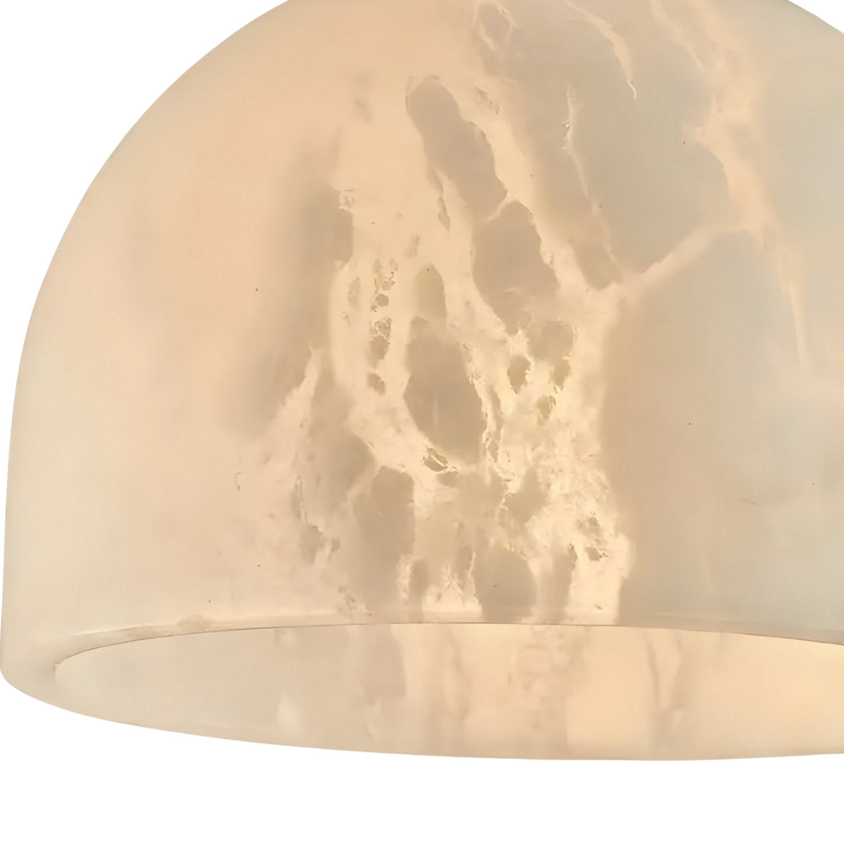 Belvix Small Dome Alabaster Pendant Light - Soft White & Brushed Brass