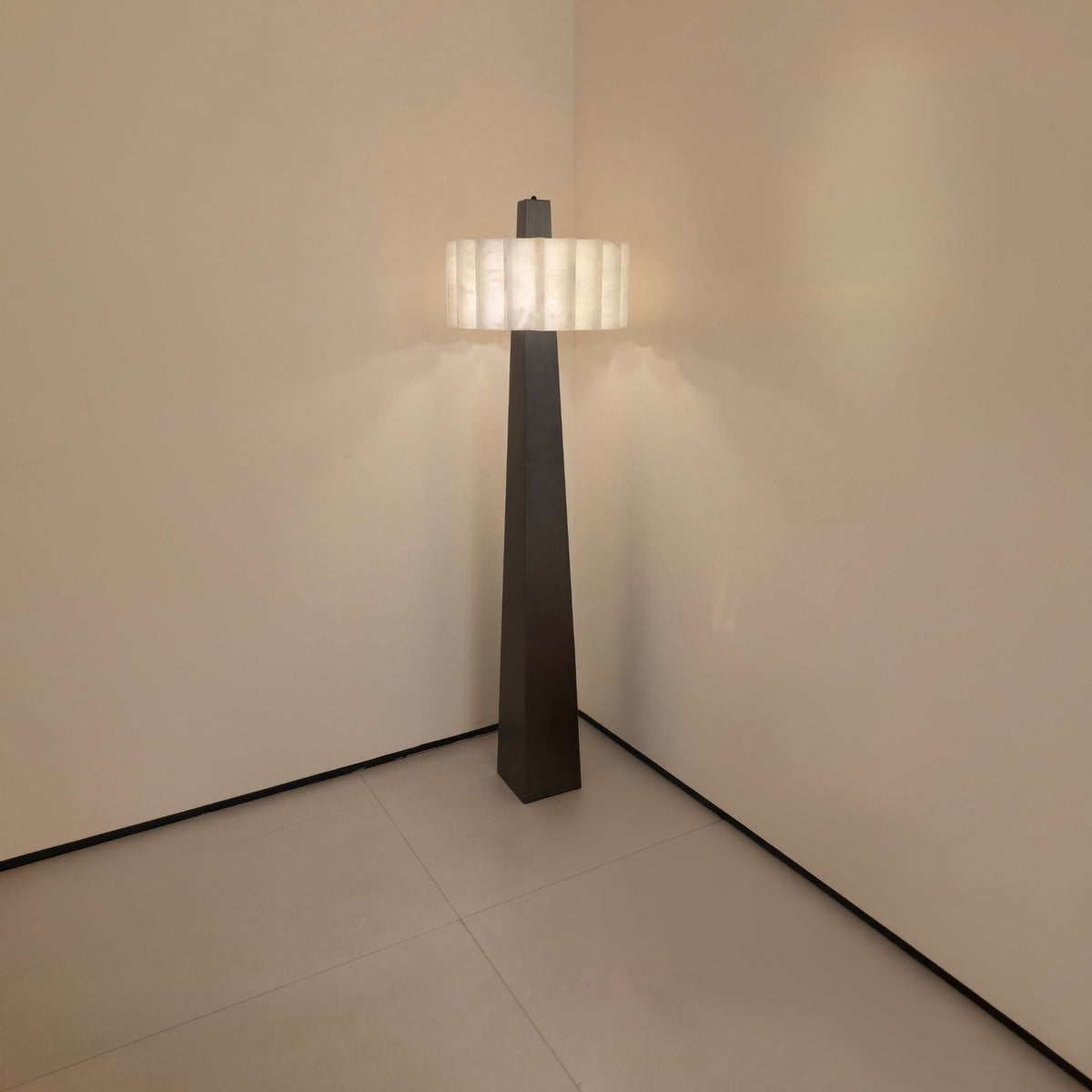 Venus 1 Light Alabaster Floor Lamp - Matte Black