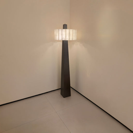 Venus 1 Light Alabaster Floor Lamp - Matte Black