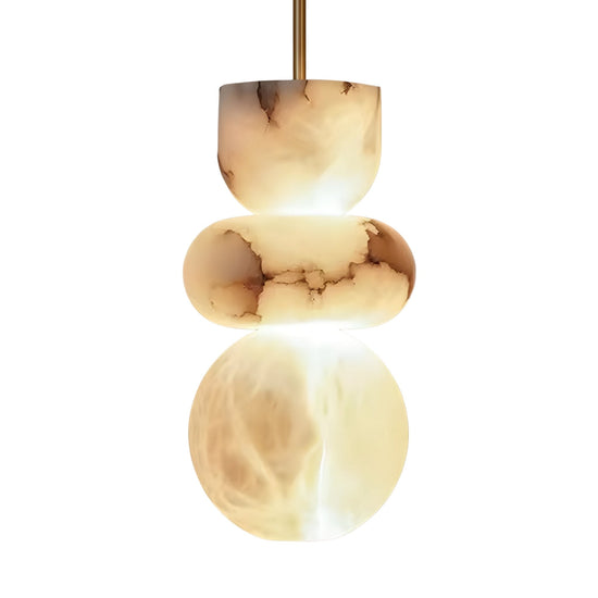 Monne LED Stacked Alabaster Pendant Light - Brushed Brass