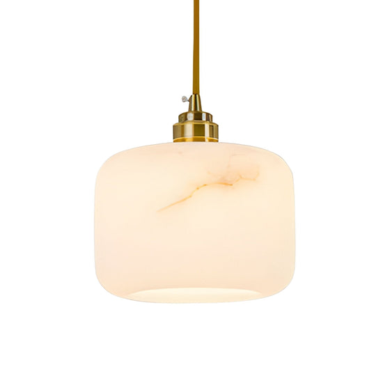 Vantor 1 Light Alabaster Pendant - Soft White & Brushed Brass