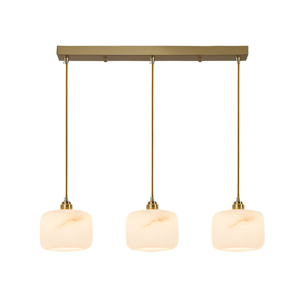Vantor 3 Light Linear Alabaster Bar Chandelier - Brushed Brass