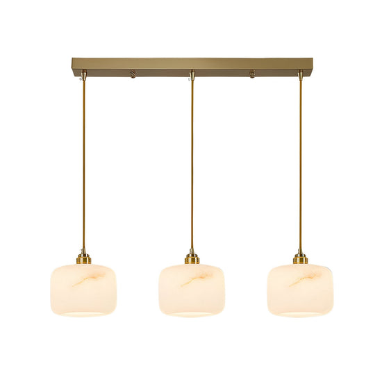 Vantor 3 Light Linear Alabaster Bar Chandelier - Brushed Brass