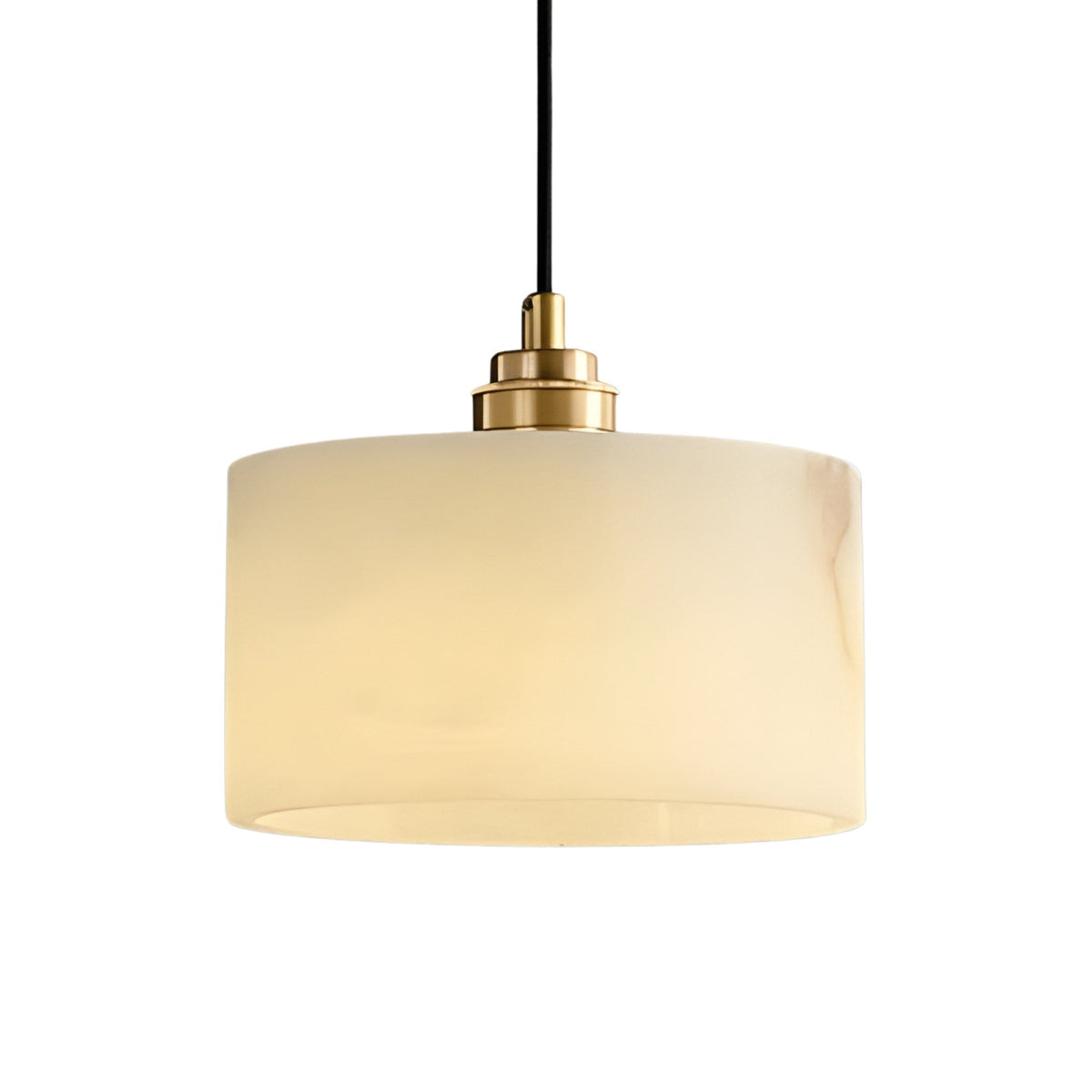 Brinex 1 Light Alabaster Pendant Light - Soft White & Brushed Brass