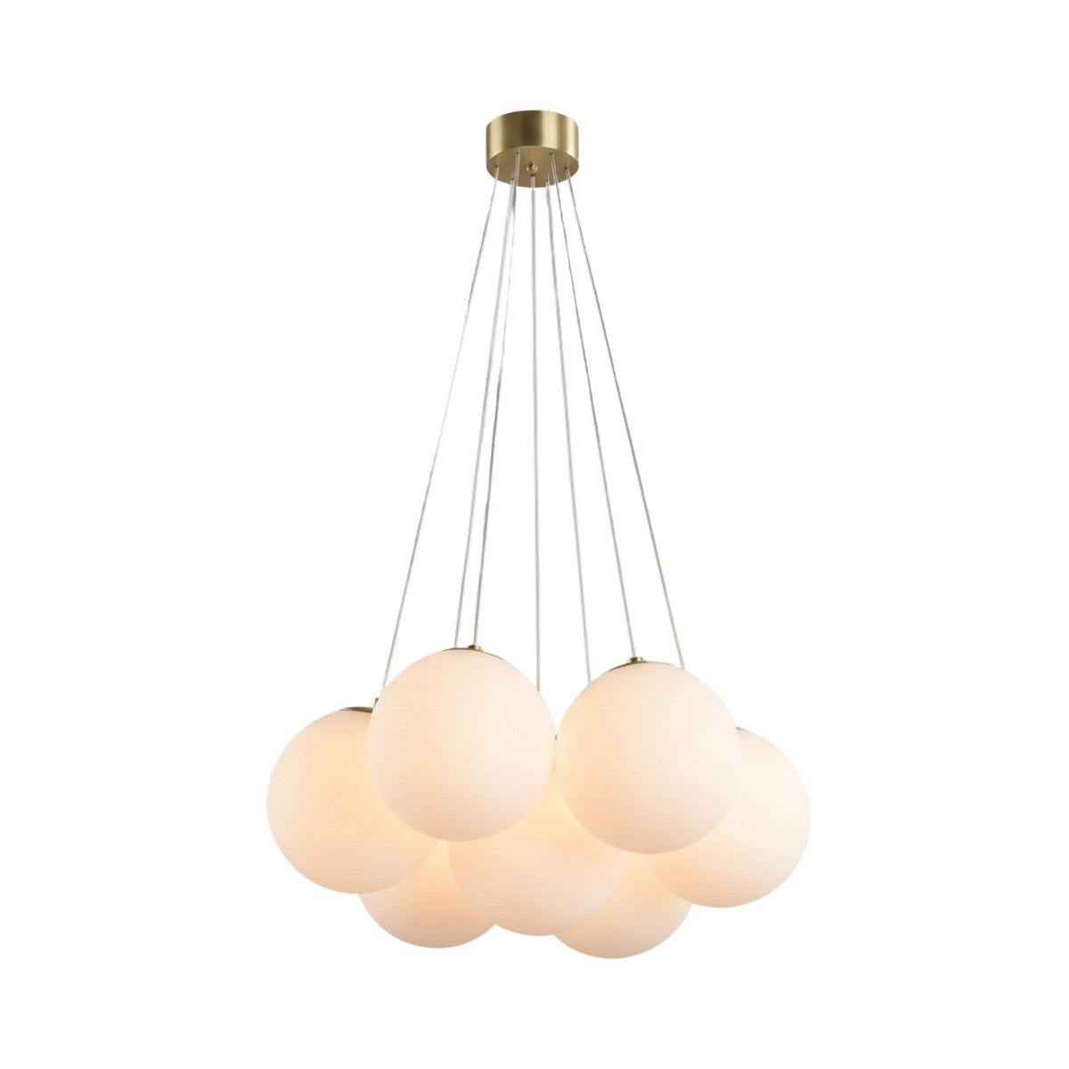 Auriel 7 Light Alabaster Chandelier - Soft White & Brushed Brass