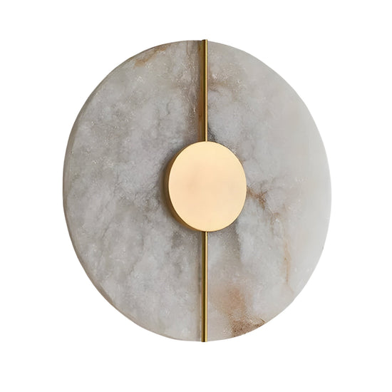 Elaris LED Round Alabaster Wall Light - Soft White & Brass