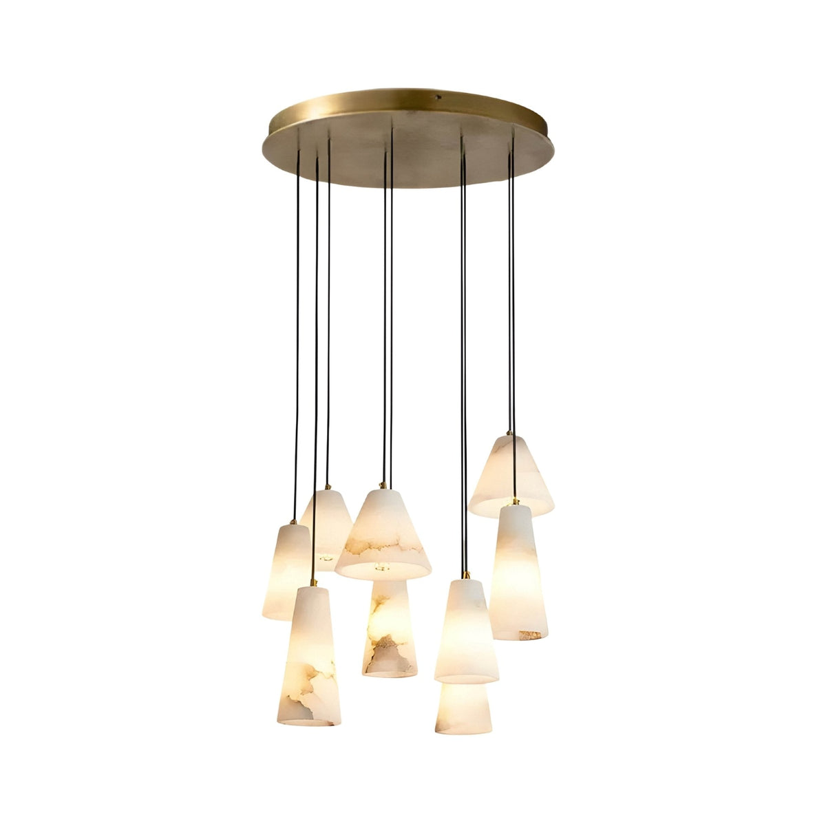 Sorrelis 9 Light Alabaster Chandelier - Soft White & Brushed Brass