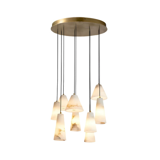 Sorrelis 9 Light Alabaster Chandelier - Soft White & Brushed Brass