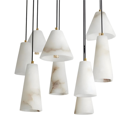 Sorrelis 9 Light Alabaster Chandelier - Soft White & Brushed Brass