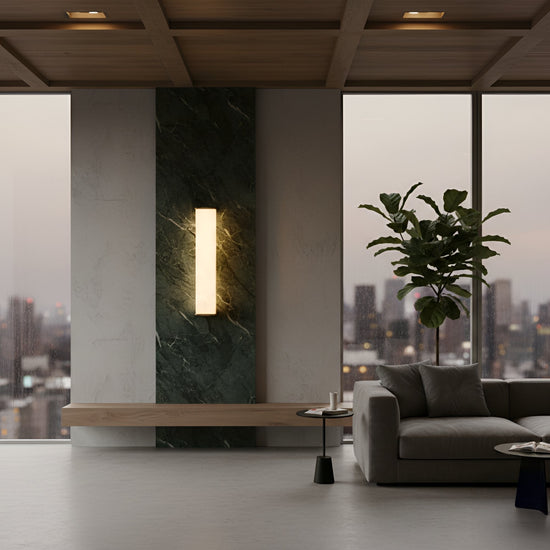 Valmere LED Large Linear Alabaster Wall Light - Soft White