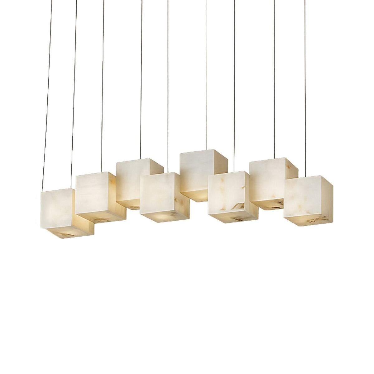 Elmyra 8 Light Linear Alabaster Chandelier - Soft White