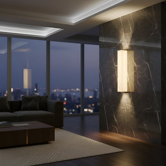 Valmere LED Small Linear Alabaster Wall Light - Soft White
