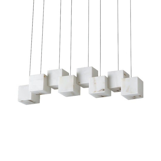 Elmyra 8 Light Linear Alabaster Chandelier - Soft White