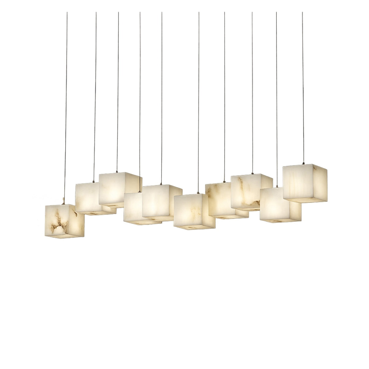 Elmyra 10 Light Linear Alabaster Chandelier - Soft White
