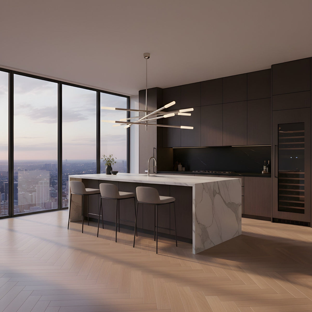 Aurelian LED Layered Arms Alabaster Chandelier