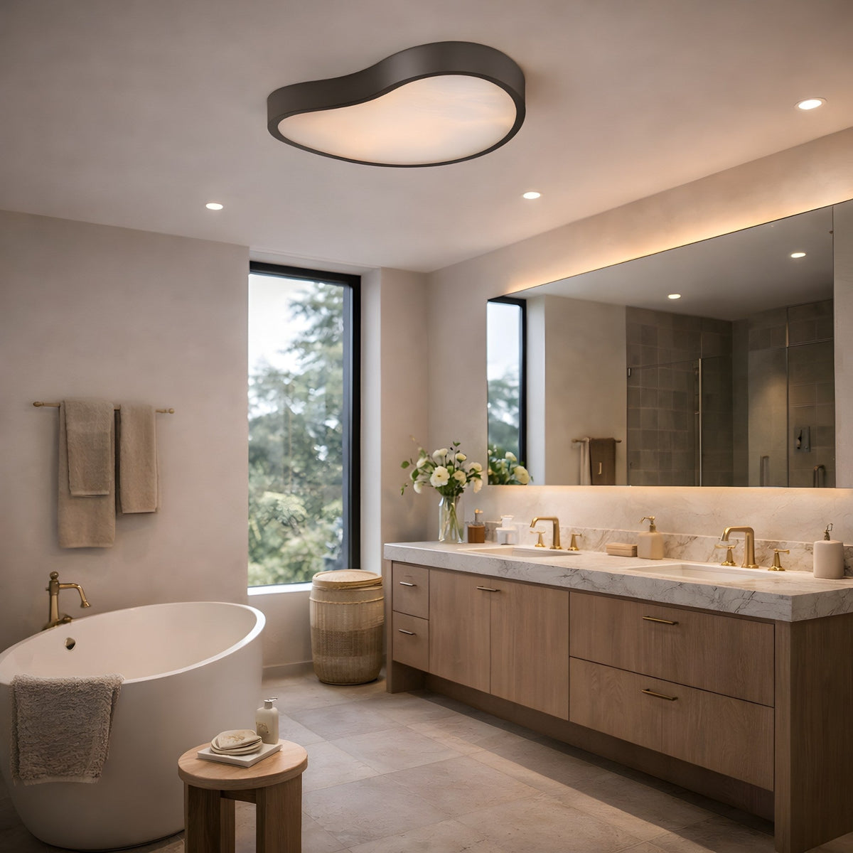 Marea Alabaster LED Semi-Flush Ceiling Light