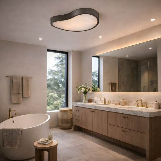 Marea Alabaster LED Semi-Flush Ceiling Light - Matt Black