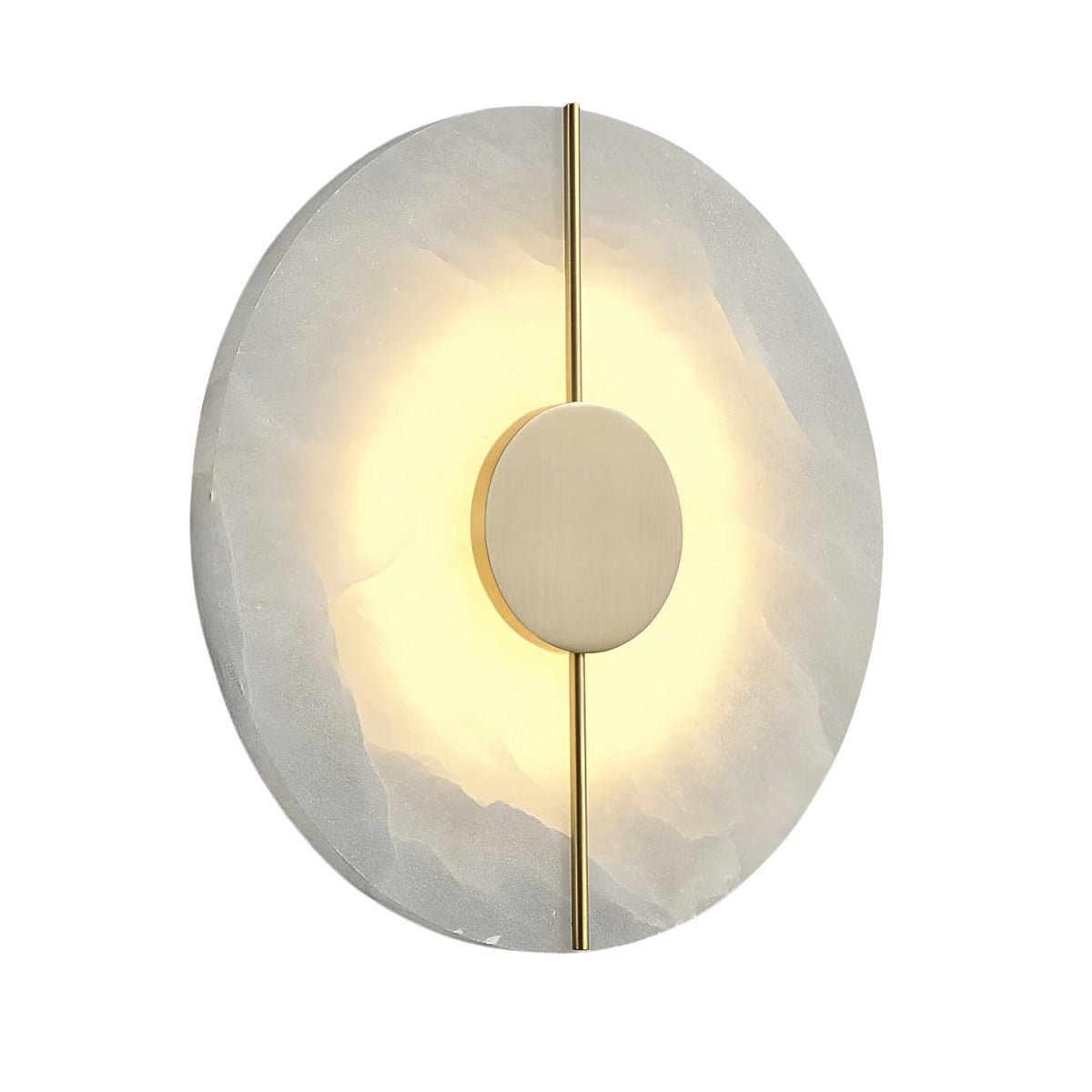 Elaris LED Round Alabaster Wall Light - Soft White & Brass