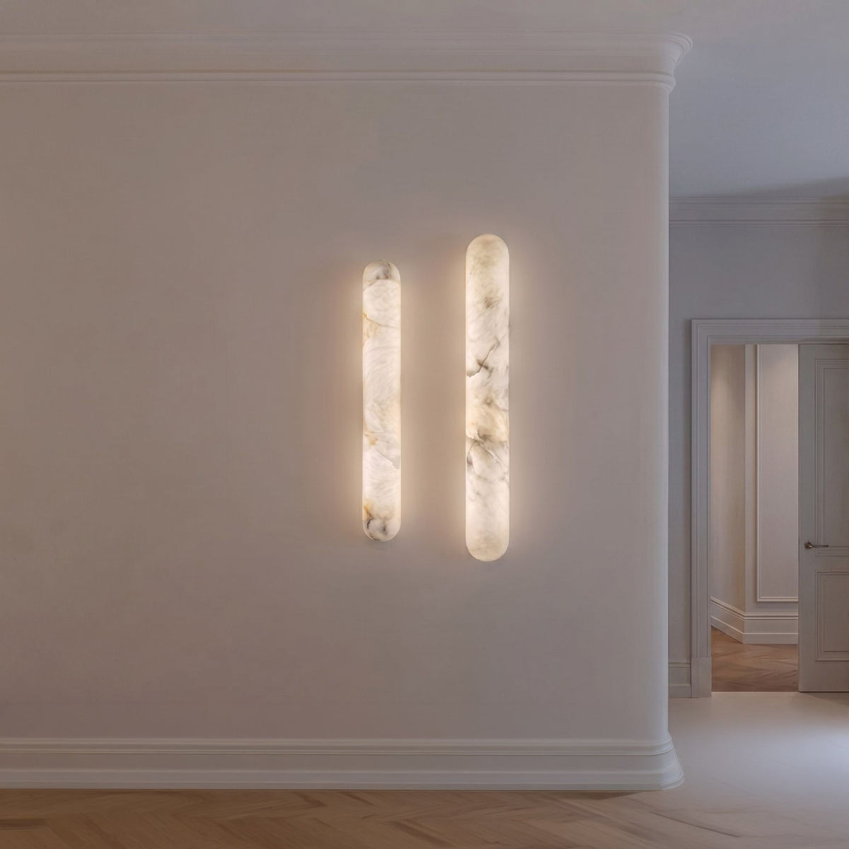 Arvella LED Large Column Alabaster Wall Light - Soft White