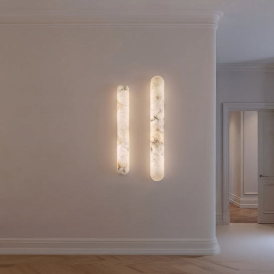 Arvella LED Large Column Alabaster Wall Light - Soft White