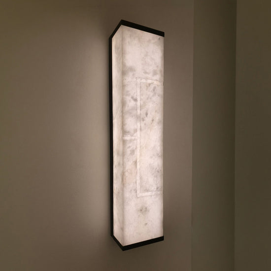 Eryndor LED Alabaster Wall Light - Matt Black & Soft White