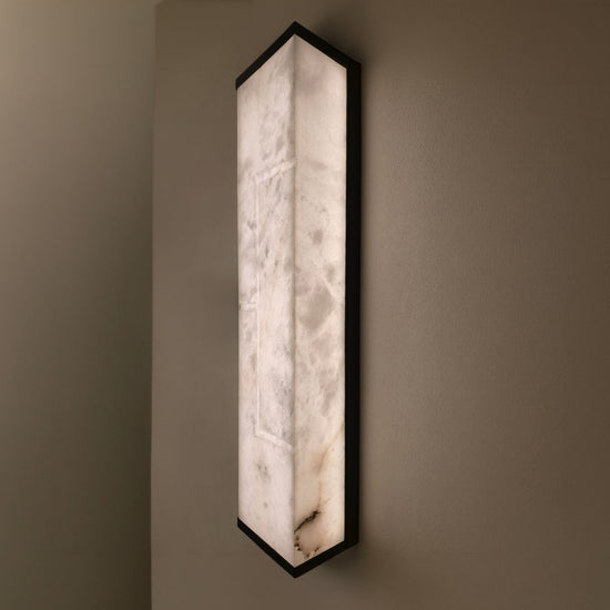 Eryndor LED Alabaster Wall Light - Matt Black & Soft White