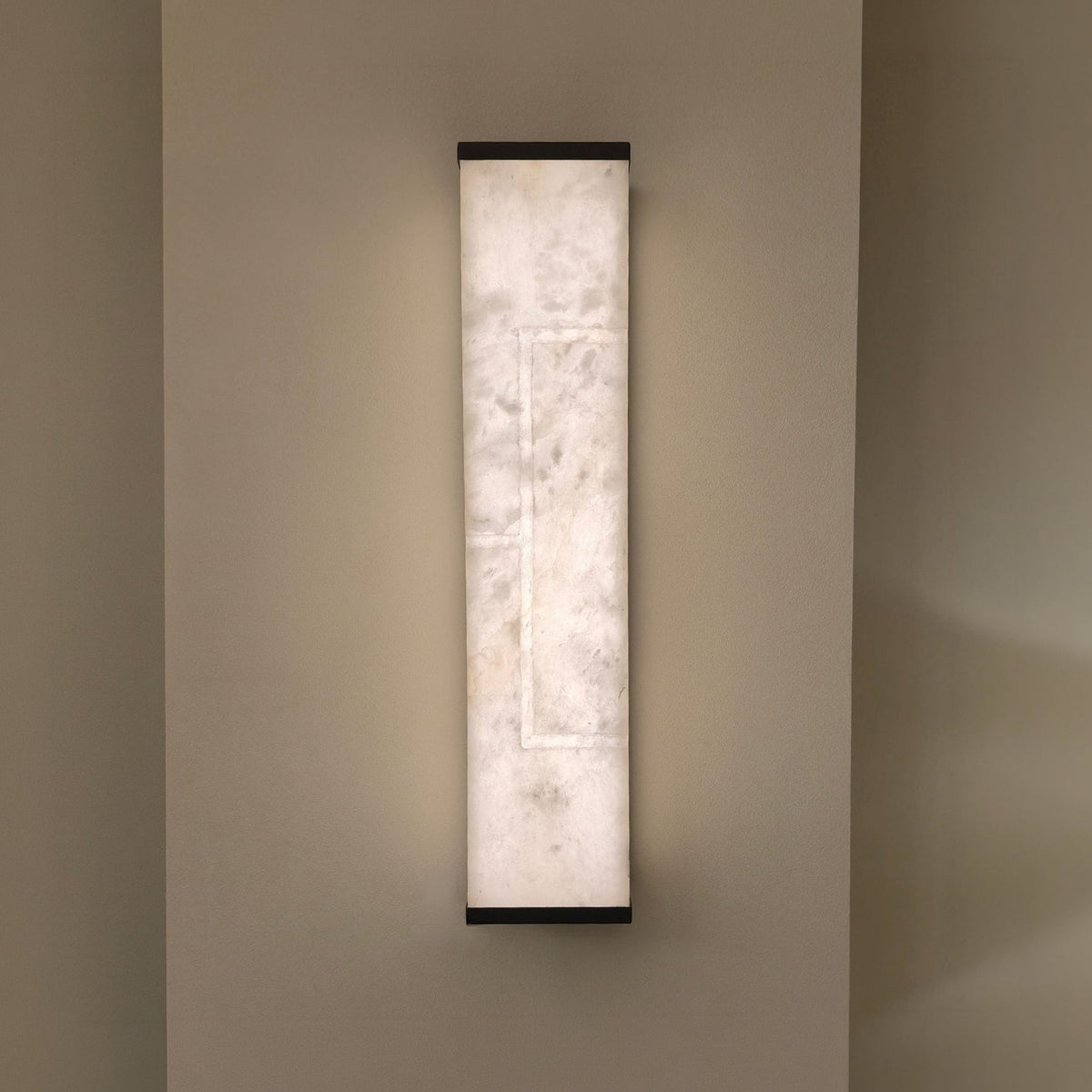 Eryndor LED Alabaster Wall Light - Matt Black & Soft White