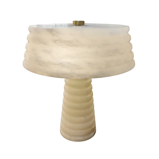 Orivon 3 Light Sculpted Alabaster Table Lamp - Soft White