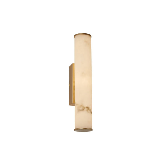 Montavo Small LED Alabaster Tube Wall Light - Brushed Brass