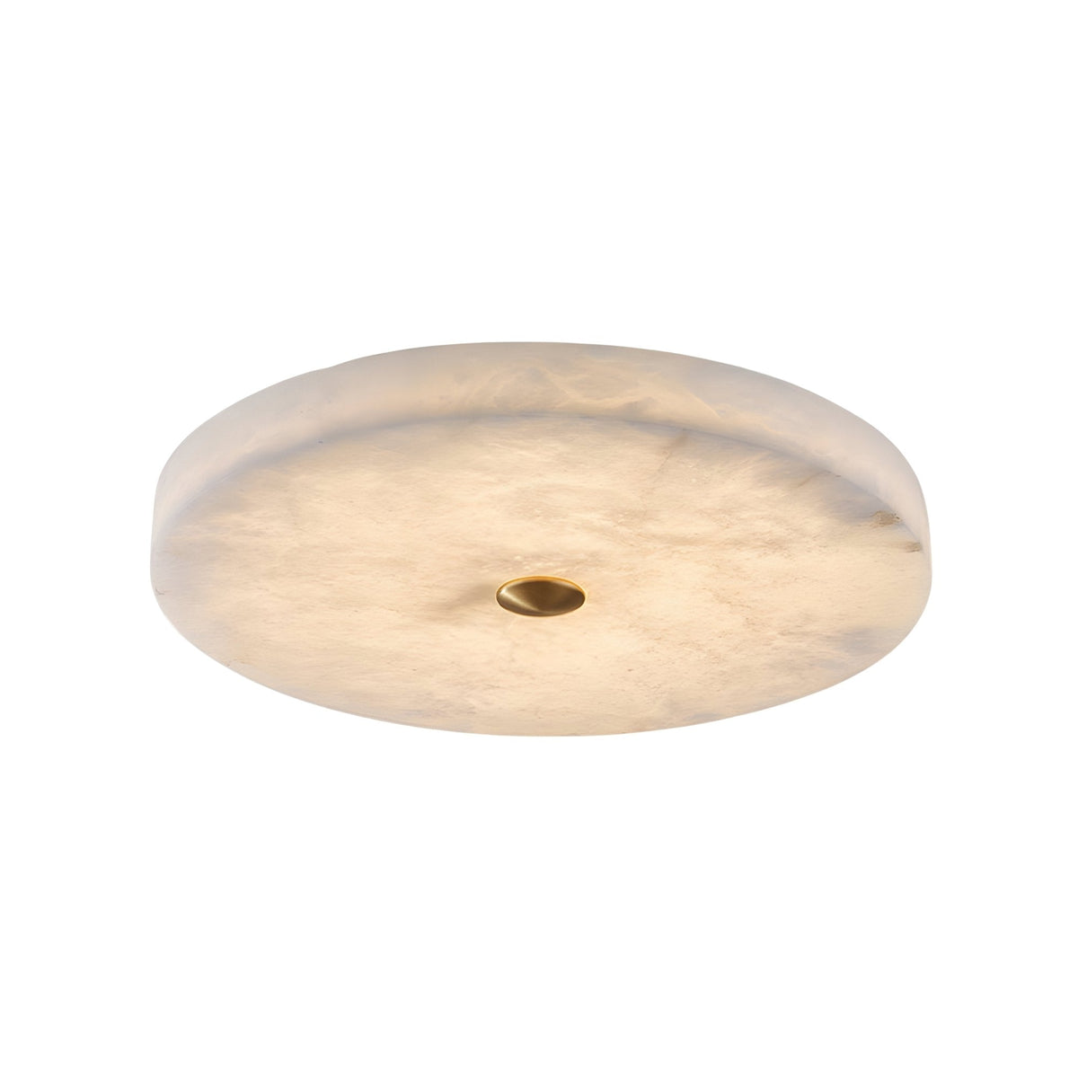 Aleron LED Small Round Alabaster Flush Ceiling Light - Soft White & Brushed Brass