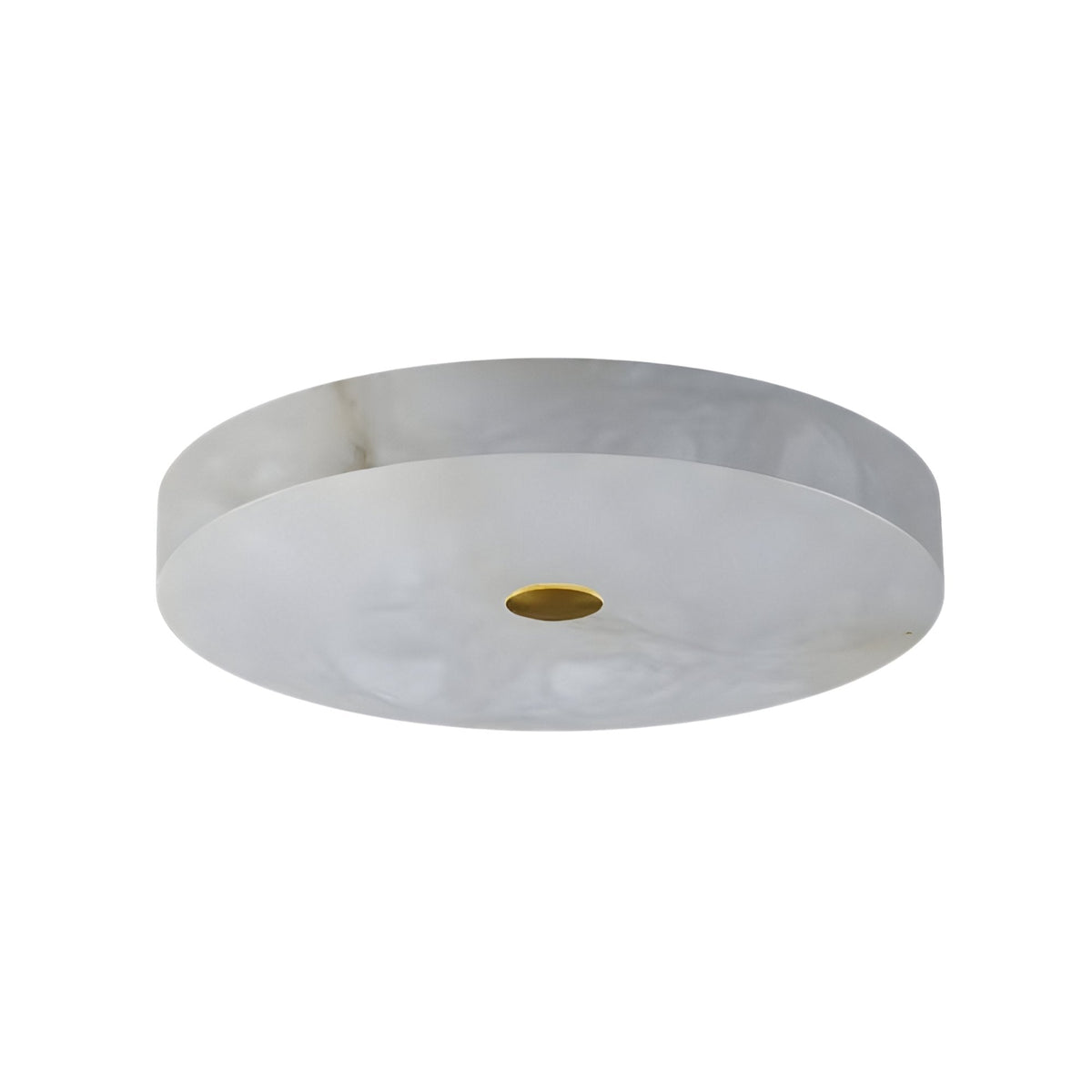 Aleron LED Small Round Alabaster Flush Ceiling Light - Soft White & Brushed Brass