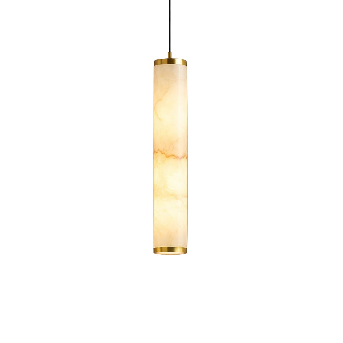 Oria LED Alabaster Cylinder Pendant Light - Brushed Brass