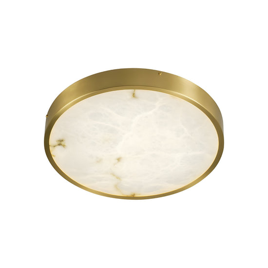 Bravion LED Round Alabaster Flush Ceiling Light 400mm - Brushed Brass