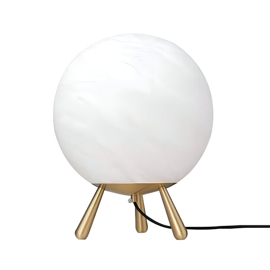 Orlena Globe Alabaster Table Lamp - Brass & Soft White
