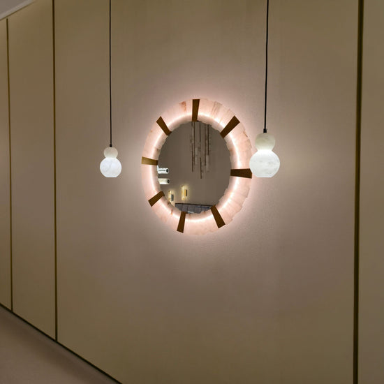 Lumessa LED Alabaster Round Wall Mirror - Brushed Brass