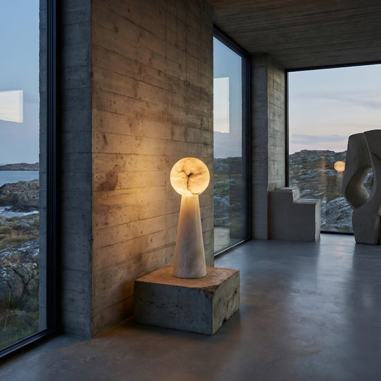 Talorin Alabaster Sphere Column Table Lamp - Soft White