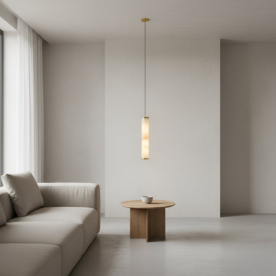Oria LED Medium Alabaster Pendant Light - Brushed Brass