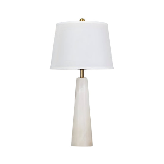 Orix Alabaster Pillar Table Lamp - Brushed Brass & Soft White
