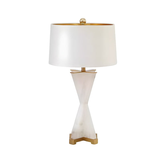 Astren Crossed Alabaster Table Lamp - Brushed Brass & Soft White