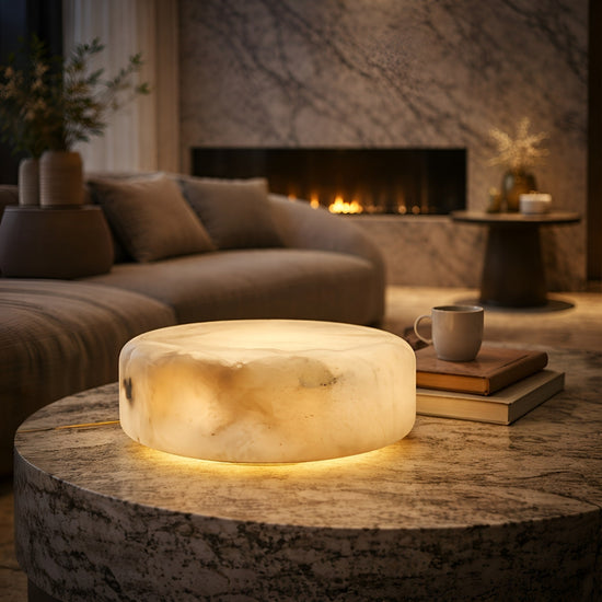 Valenor Alabaster Disc Table Lamp - Soft White