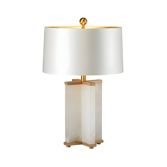 Column Alabaster Table Lamp - Brushed Brass & Soft White Shade