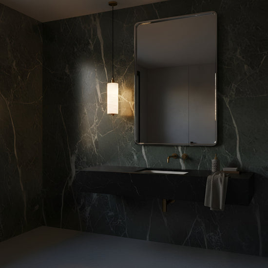 Ardent LED Small Alabaster Column Pendant Light - Brushed Brass